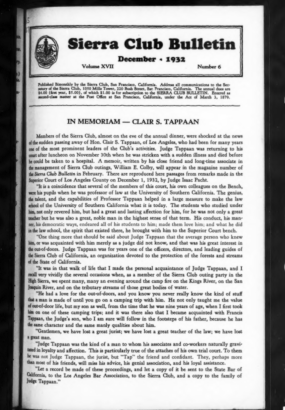 Sierra Club Bulletin 1932 Vol 17 No 6 December cover